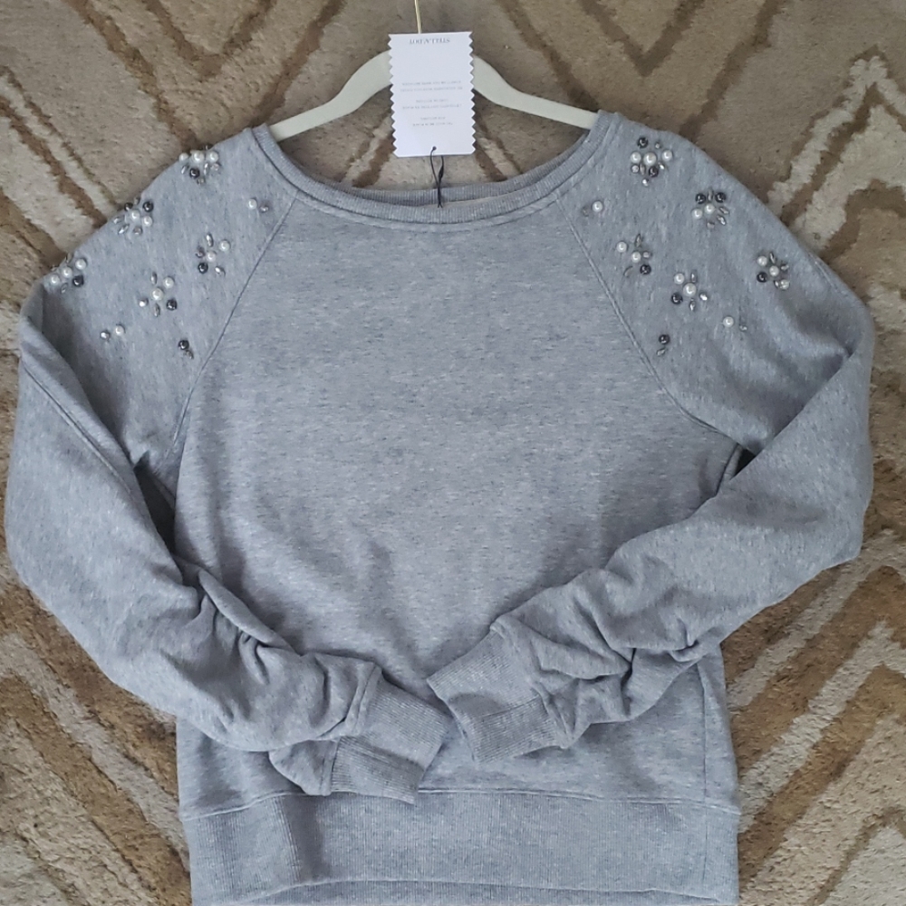 Stella & Dot Embellished grey sweatshirt.